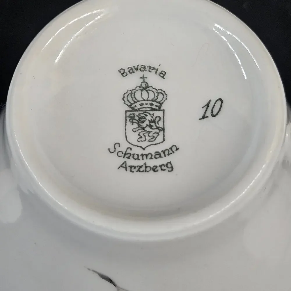 Schumann Arzburg Bavaria Tea Cup and Saucer Set of 3 Pink Flowers Gray‎ Branches